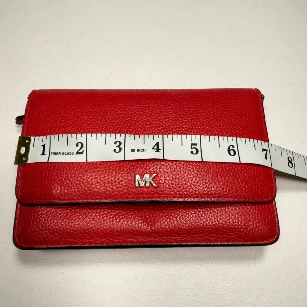 Michael Kors Adele Red Pebbled Leather Smartphone Wallet Wristlet Clutch